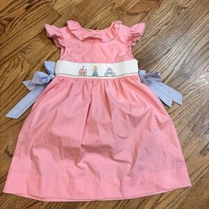 Classic Whimsy Girls Pink Smocked Dress Princess Castle Cinderella Size 7